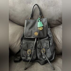 Tory Burch Piper Flap Nylon Backpack Black
